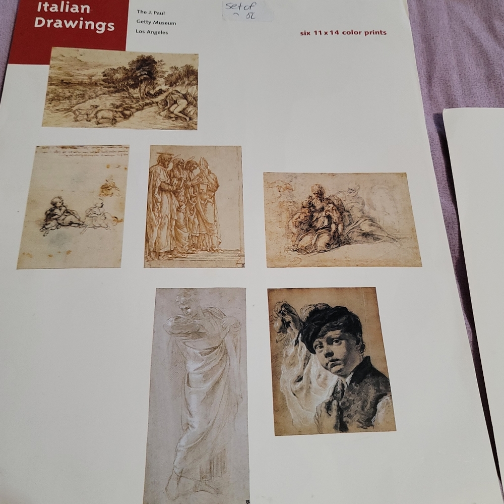 Set of 5 Italian Drawings - J. Paul Getty Museum Collection - 11x14" prints - Picture 2 of 10